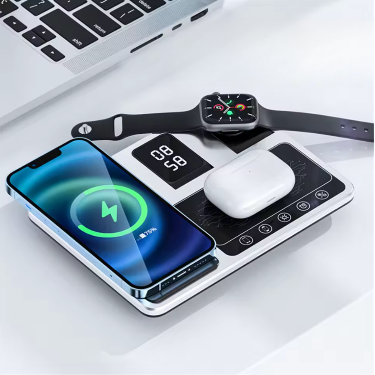 ChargeTime™ - Cargador inalámbrico 3 en 1 + Reloj digital