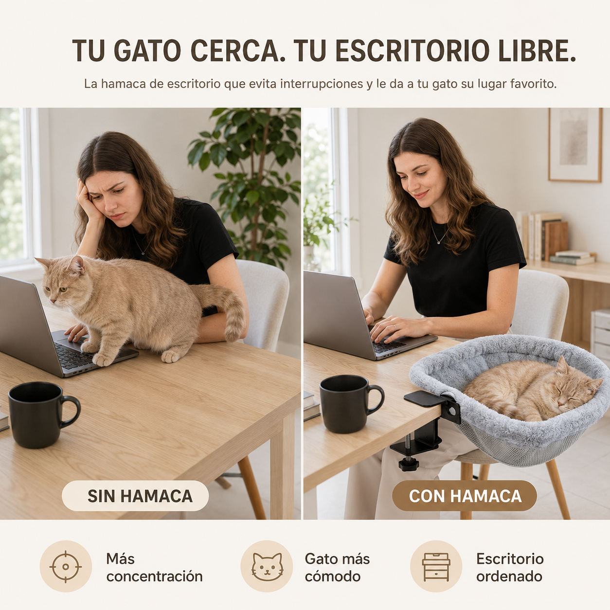 PurrDesk™ - Hamaca premium para escritorio